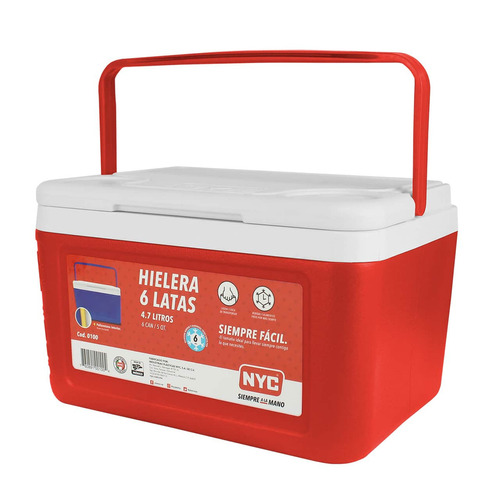 Nevera Nyc 4,7 Litros, Cava Hielera Portátil 6 Latas Color Rojo