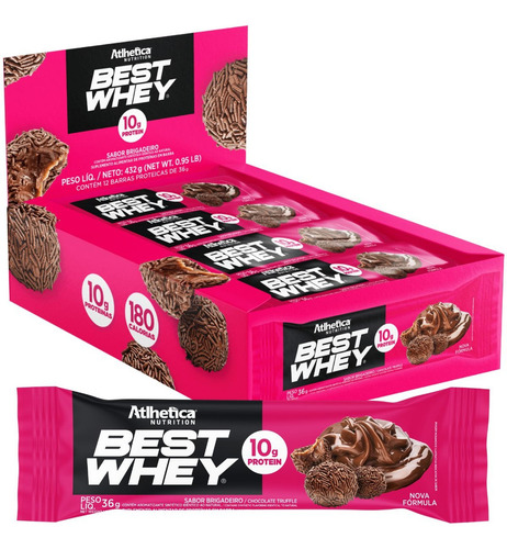 Best Whey Bar Display 12x32g Atlhetica - Caixa Sabor Brigadeiro