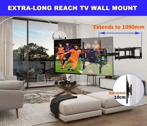 FORGING MOUNT Soporte de pared para TV resistente, brazo articulado doble,  soporte de pared para TV de movimiento completo con brazo de 43 pulgadas de