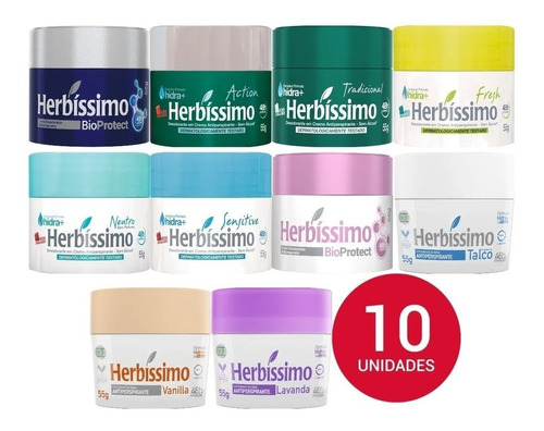 Desodorante Creme Herbissimo 55g Sortido Kit C/10