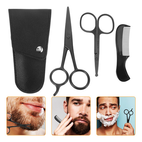 1 Set/4 Pcs Stainless Steel Mustache Trimming Shear Men Bear