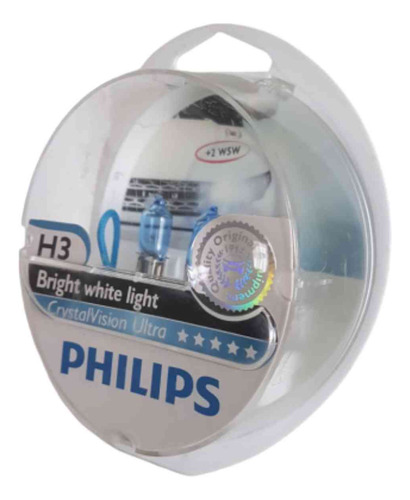Lâmpada Super Branca Philips H3 Crystal Vision Ultra + Pingo