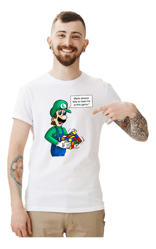 Playera Mario Bros Luigi Nintendo Cubo Rubik Juego Amigos