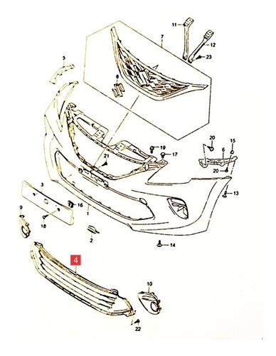 Rejilla Central Paragolpe Del Original Suzuki Baleno 20- Glx