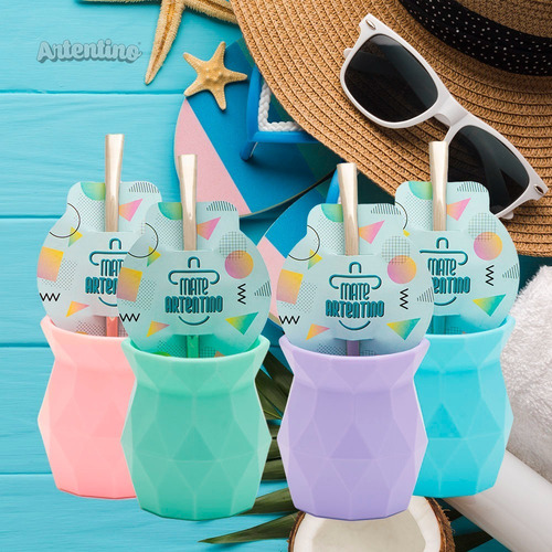 Imagen 5 de 10 de 4 Mate Moderno Facetado Pastel Bombilla Acero Limpia Fácil