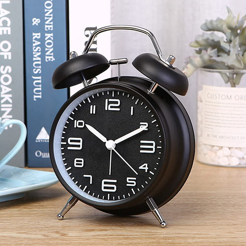 Reloj Despertador Analógico De 4 Pulgadas Con Luz Nocturna Blanco