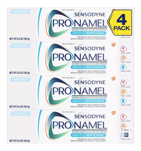 Imagen 2 de 3 de Sensodyne Pronamel Pasta Blanqueadora Suave 4 Pzas 184g