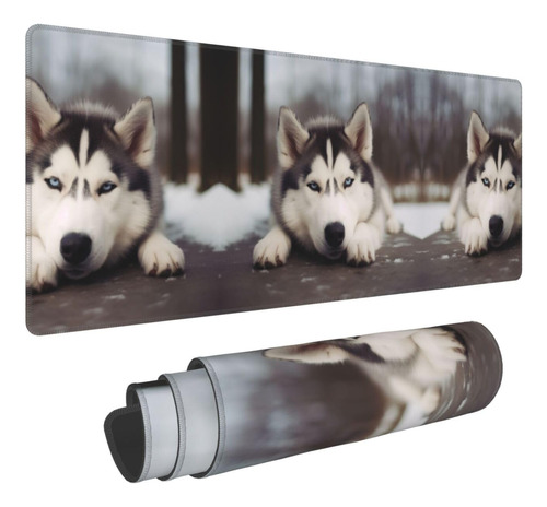 Alfombrilla Mouse Estampado Perro Husky Para Escritorio 12 X