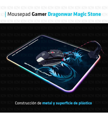 Imagen 2 de 10 de Mouse Pad Gamer Magic Stone Luz Rgb 36 Cm Dragonwar Premium