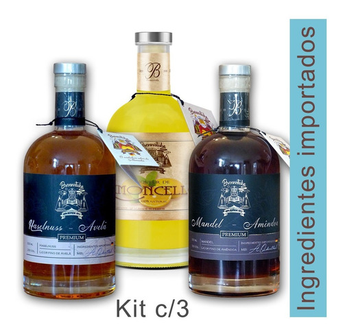 Kit 3 Licores Premium-avelã, Mandel, Limoncello - Brennstube