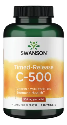Swanson Vitamina C De Liberación Prolongada Con Escaramujo, Suplemento Antioxidante 500 Mg 250 Tabletas