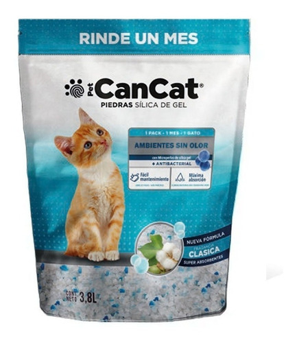 Piedras para gatos sílica de gel neutras clásica Cancat 3.8 litros