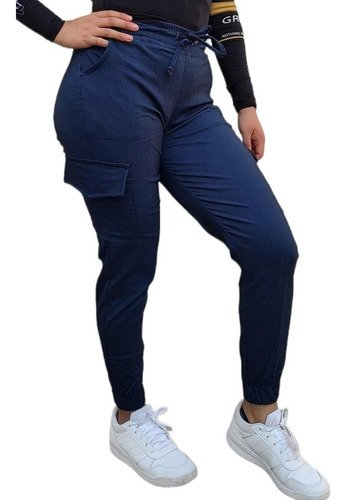 Pantalon Jogger Tipo Cargo Para Mujer Azul Mezclilla Moda