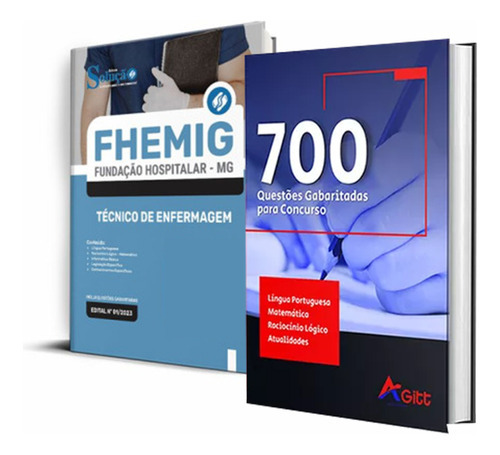 Kit Fhemig  Técnico De Enfermagem + 700 Questões, De Professores Especializados. Editora Solução Concursos, Capa Mole, Edição Oficial Em Português, 2023