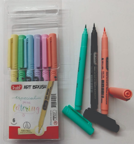 Marcador Punta De Pincel Trabi Lettering 8 U. Pastel Devoto