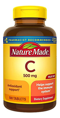 Nature Made Vitamin C 500mg Tablets, 500 Count Value Size, P