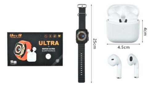Set Reloj Smart Watch Serie 8 Cosmo + Audifonos Inalambricos