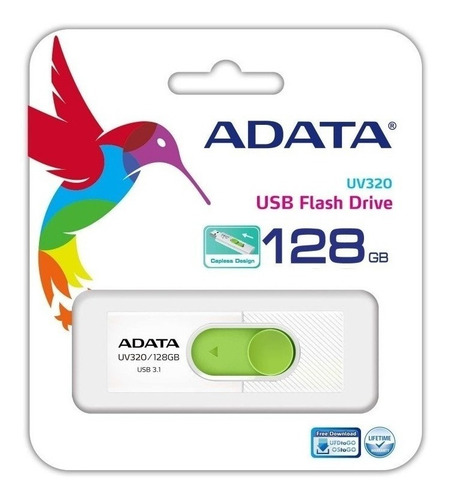 Memoria Usb Adata Uv320 128gb Usb3.1 Blanco Verde Auv320 128