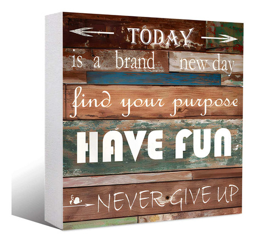 Home Office Desk Square Have Fun Inspirational Wood Block Br