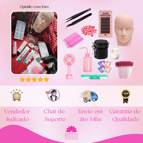 Kit Extensão De Cílios Completo Iniciante Com Acessórios