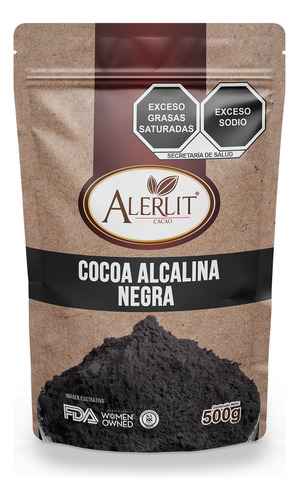 Cocoa Alcalina Negra 500 G, Marca Alerlit.