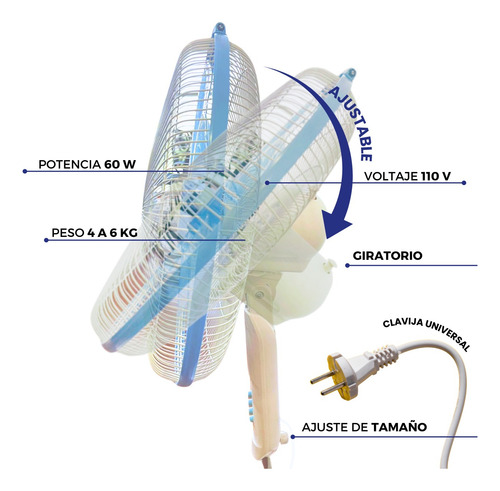 Ventilador De Pedestal 5 Aspas Giratorio Silencioso Dosyu