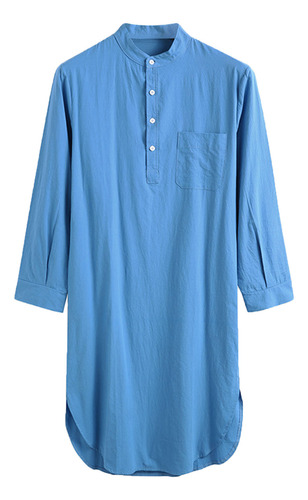 Camisa E Robes De Manga Larga Estampada En Color Con Botones