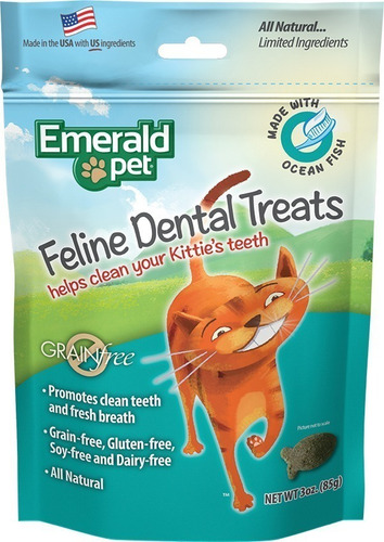 Emerald Pet Feline Dental Treats Ocean Fish | Snack Gato 85g