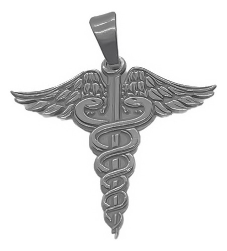 Dije Caduceo Medicina Acero Gris