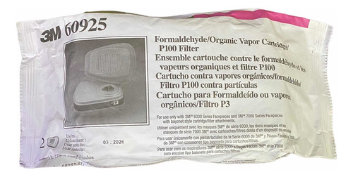 Filtros Cartuchos 60925 3m Formaldehídos P100 Orgánicos Vapo