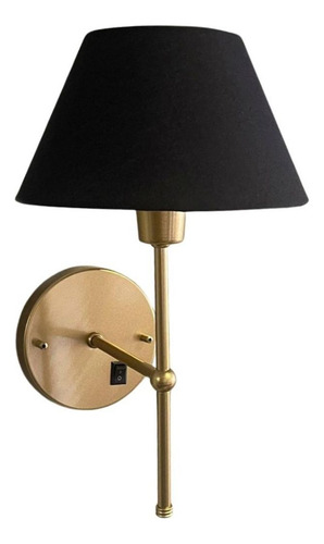 Arandela Parede Colonial Com Interruptor Na Base E Cupula Estrutura Dourado Com Preto 127/220v