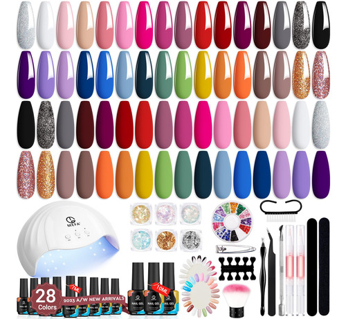 Kit Esmalte Gel Mefa 32 Colores 4 Estaciones Con Base Y To