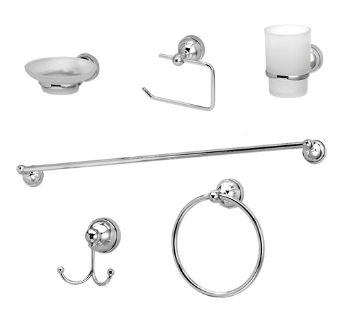 Set Accesorios Baño Peirano Linea 8000 6 Piezas Metalico Ahora 12 Y 18