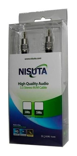 Imagen 2 de 3 de Cable Mini Plug 3.5mm Macho A Macho 5 Metros Nisuta