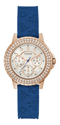 Reloj Guess Gw0411l2 Mujer Cuarzo Color de la malla Azul Color del bisel Dorado Color del fondo Blanco