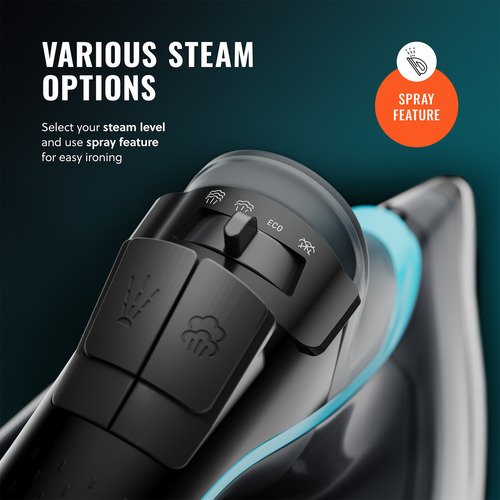 Plancha De Vapor Pursteam Steamburst+ 1750 W, Suela De Cerám Color Negro