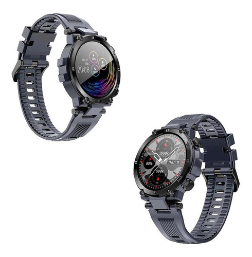 Relógio Smartwatch Masculino Militar Shock Cinza Bisel Preto
