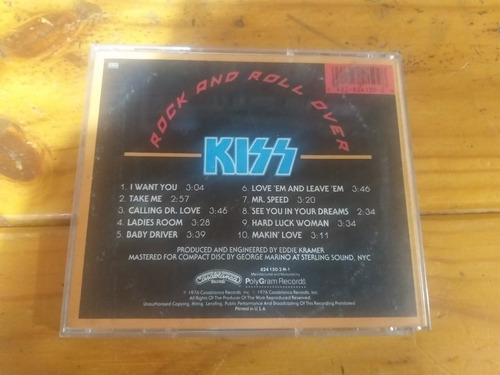 Kiss Rock And Roll Over Cd Usa 1987 Hard Rock Original (Usado)