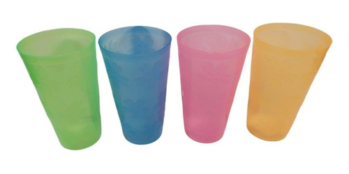 Set 4 Vasos Plásticos Resistentes Reutilizables