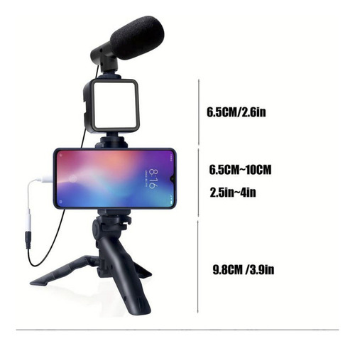 Kit Vlog Celular Vlog For iPhone Tripie Luz Y Microfono
