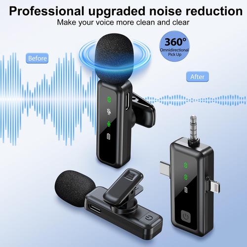 Micrófono magnético inalámbrico Axistr Lavalier para iPhone/Android/iPad/PC, 100 pies de alcance, 70 db, cancelación de ruido, plug and play, recepción omnidireccional.