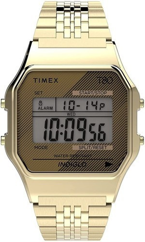 Reloj Timex T80 De 34 Mm - Tono Dorado Con Brazalete De Acer