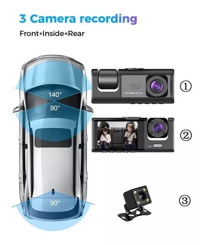 Doble Cámara Para Auto 1080p Hd Frente E Interior Dash Cam