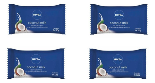 Pack X 4 Jabon Humectante Coconut Milk Nivea 3 X 125gr