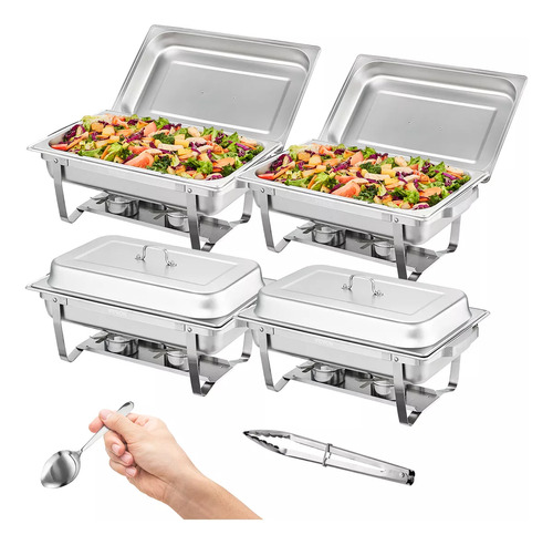 Vevor Juego De Buffet Chafer 4 Platos 7.5l Acero Inoxidable