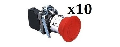 Pulsador Hongo Rojo 22mm Gira-desenclavar (caja 10 Pz) Gqele