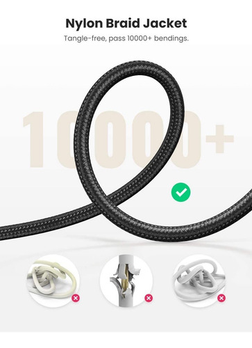 Imagen 3 de 8 de Cable Audio Auxiliar 3.5mm Ugreen Nylon Negro 200cm