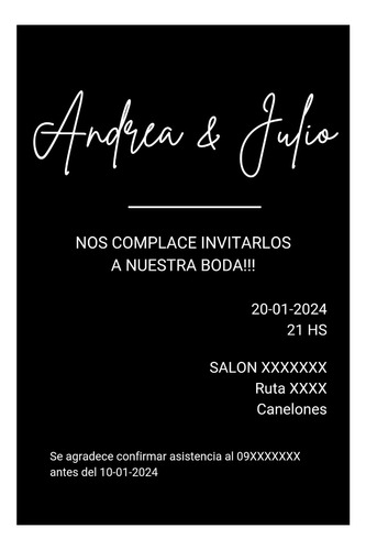 Diseño Invitación Boda Negra