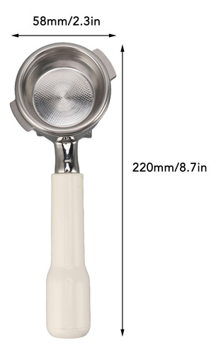 Portafiltro Blanco De Acero Inoxidable De 58 Mm, 2 Orejas, D
