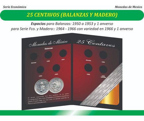 25 Centavos Balanzas Y Madero. Álbum Coleccionador De Lujo